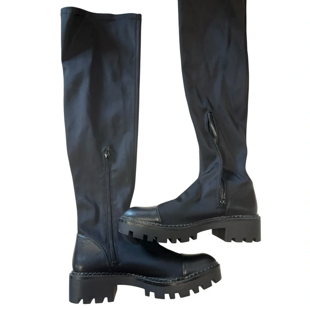 Zara | Tall Lug Soled‎ Boots in Black Size 39 8